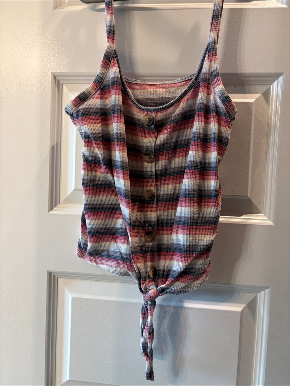 American Eagle striped button front Tie-Hem Cami Tank Top, size M